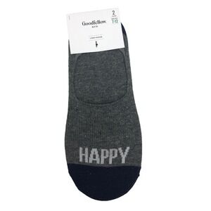 Goodfellow Men's‎ Liner Socks 2 Pair Shoe Size 7-12 Happy and Dots Blue Gray